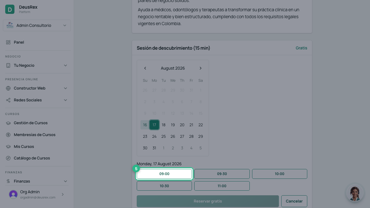 Elegir un horario disponible