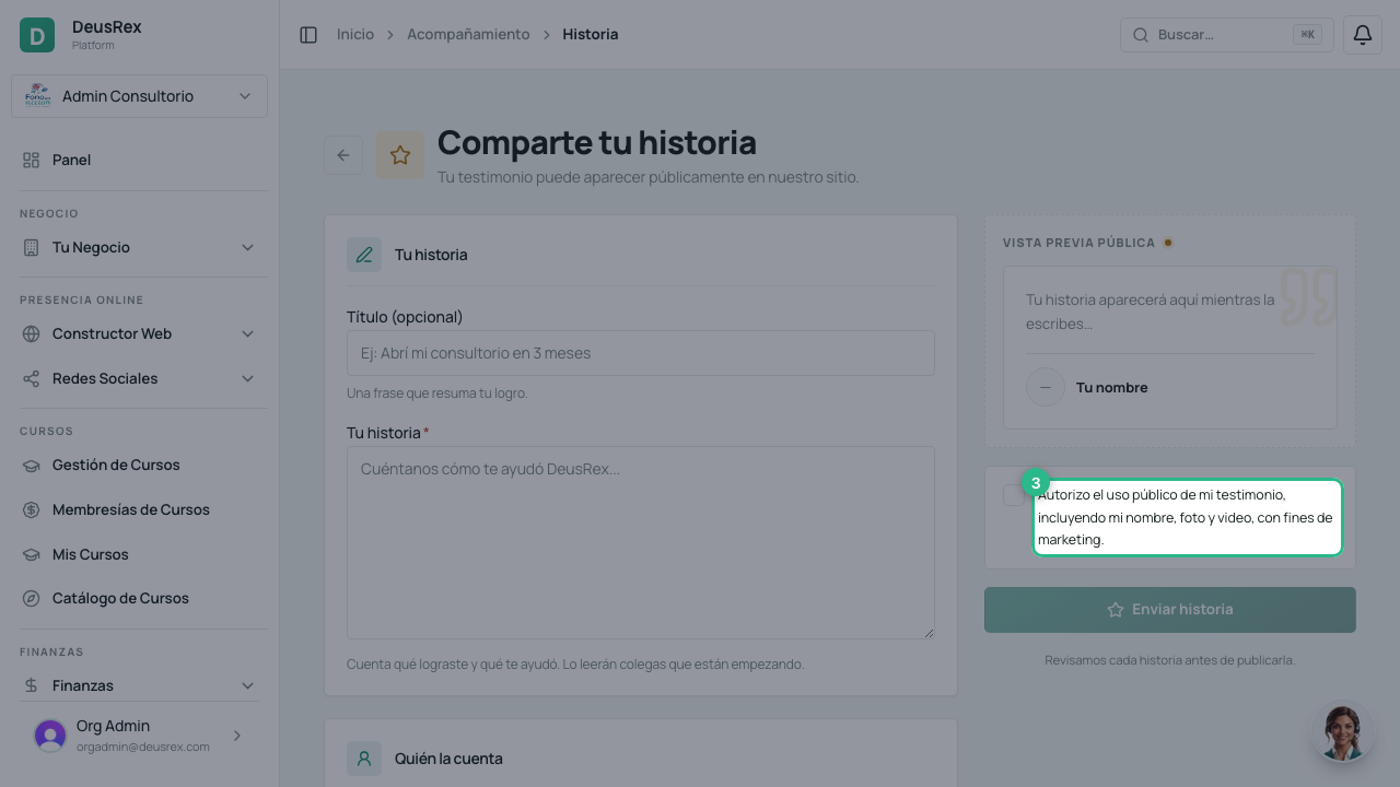 Formulario de tu historia con consentimiento