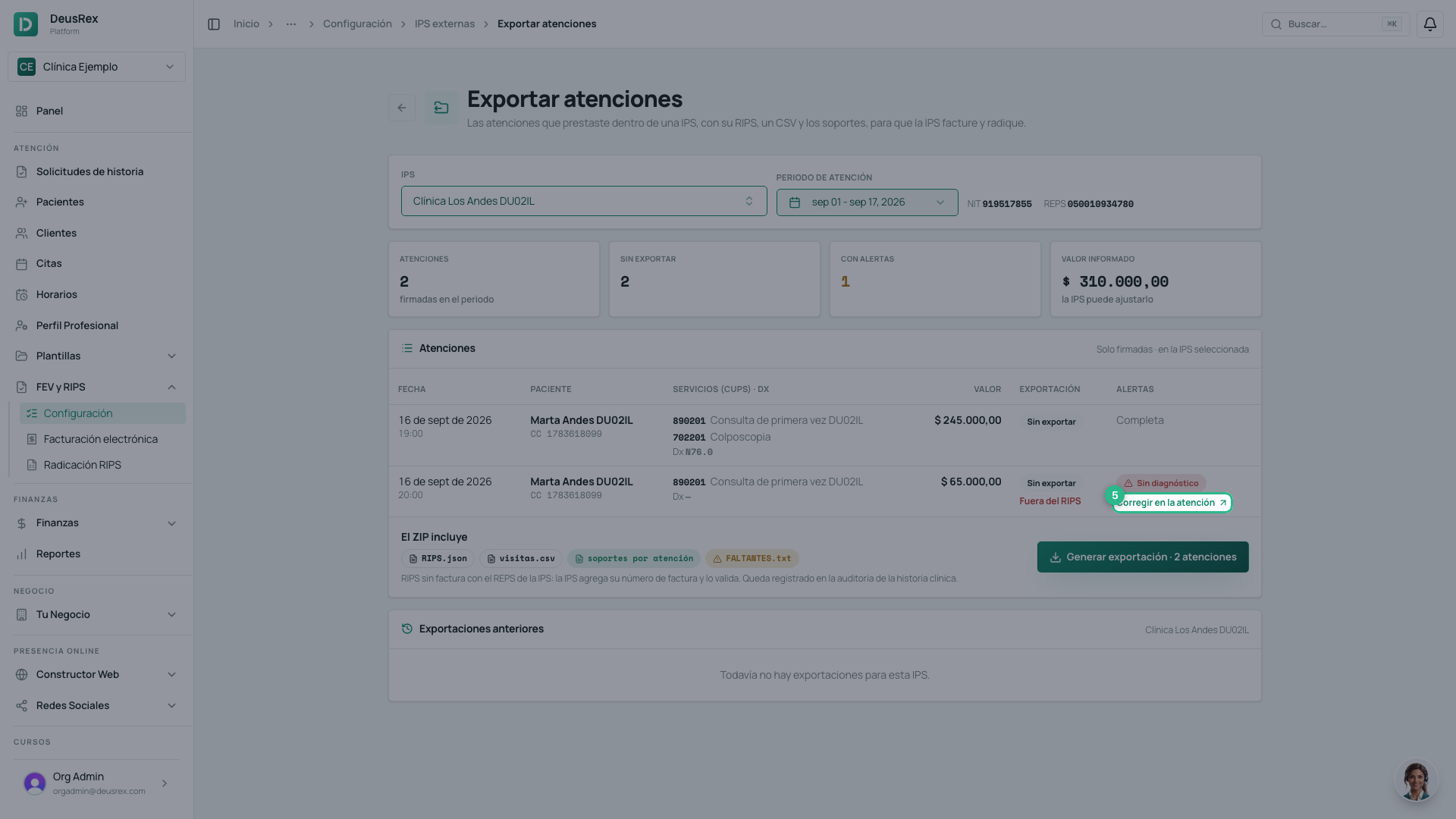 Corregir en la atención