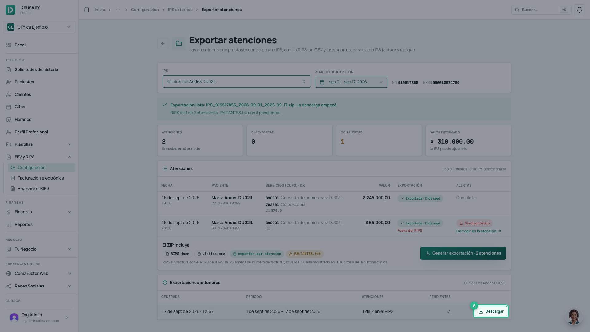 Exportaciones anteriores